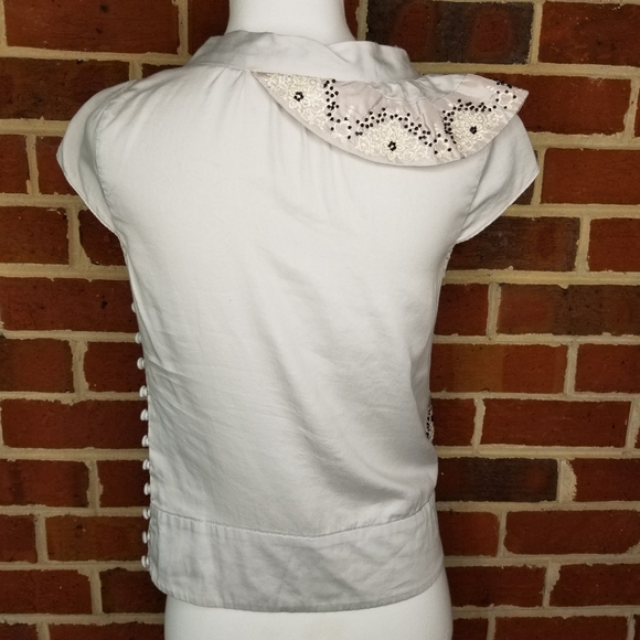 Leifsdottir Embroidered Beaded Ruffle Flames Top 0 - Picture 7 of 11